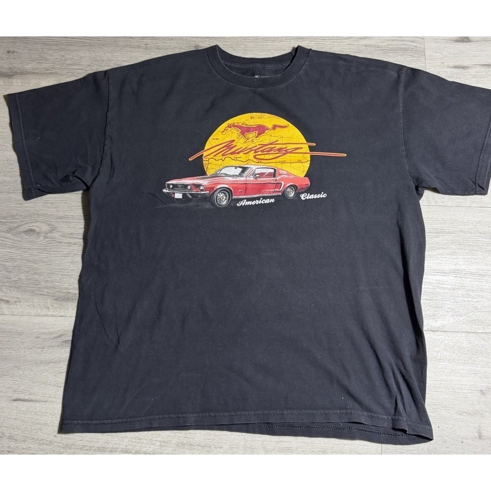 Ford Mustang American Classic Graphic T Shirt XL Black Muscle Car‎ Tee